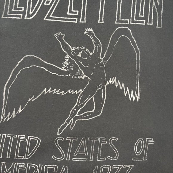 Led Zeppelin 1977 USA Tour Oversized Black Graphic T-Shirt - Picture 7 of 14